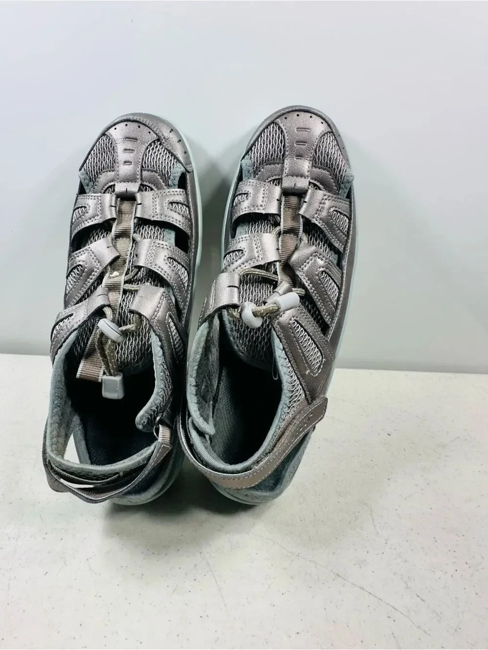 OrthoFeet 997 Verona Pewter Teal Womens Comfort Fisherman Sandals Shoe Size 9,5